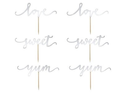 CUPCAKE CAKE TOPPER 6 SCRITTE LOVE SWEET YUM SOPRATORTA TORTA SAN VALENTINO