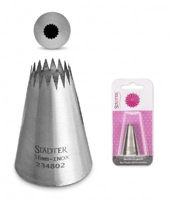 PUNTA PER SAC A POCHE ACCIAIO INOX STADTER BECCUCCIO A STELLA DENTI STRETTI 16MM