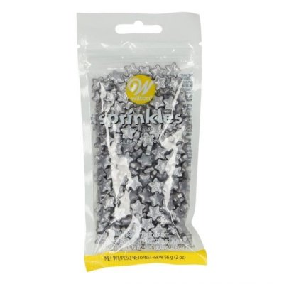 WILTON STELLINE ARGENTATE DI ZUCCHERO CUPCAKES DECORAZIONI STELLE STELLA ARGENTO